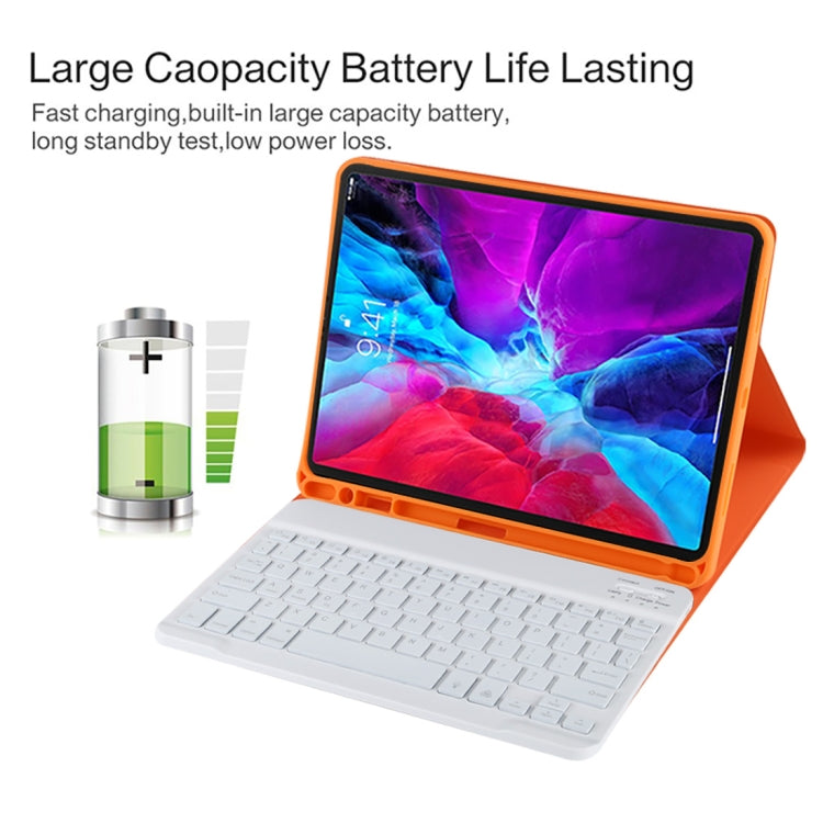 TG11BS Detachable Bluetooth White Keyboard Microfiber Leather Tablet Case for iPad Pro 11 inch (2020), with Backlight & Pen Slot & Holder (Orange) - For iPad Pro by buy2fix | Online Shopping UK | buy2fix