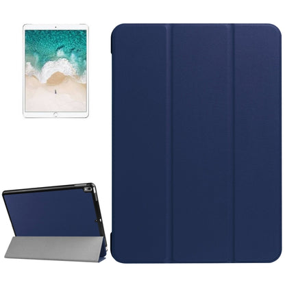 For iPad Pro 10.5 inch PU Litchi Texture 3-folding Smart Case Clear Back Cover with Holder(navy) - iPad Pro 10.5 inch Cases by buy2fix | Online Shopping UK | buy2fix