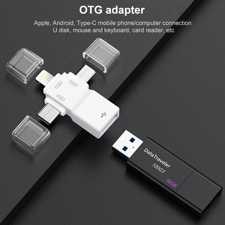 USB 2.0 to 8 Pin + USB-C / Type-C + Micro USB  OTG Adapter - Converter & Adapter by buy2fix | Online Shopping UK | buy2fix