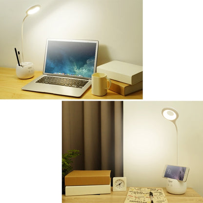 TGX-772 3-grade Brightness Touch Dimmer LED Desk Lamp, 28 LEDs Flexible Goose Neck Hollow Ring Design Eye Protection Light with Pen Holder / Small Night Light Function - Desk Lamps by buy2fix | Online Shopping UK | buy2fix