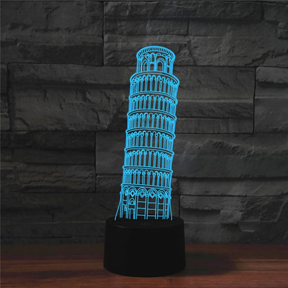 Paris Leaning Tower Shape 3D Colorful LED Vision Light Table Lamp, Crack Remote Control Version - Novelty Lighting by buy2fix | Online Shopping UK | buy2fix