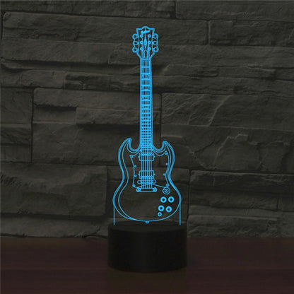 Five-string Guitar Shape 3D Colorful LED Vision Light Table Lamp, Crack Remote Control Version - Novelty Lighting by buy2fix | Online Shopping UK | buy2fix