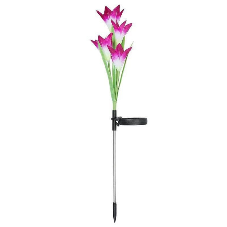 Simulated Lily Flower 4 Heads Solar Powered Outdoor IP55 Waterproof LED Decorative Lawn Lamp, White Light (Purple) - Solar Lights by buy2fix | Online Shopping UK | buy2fix