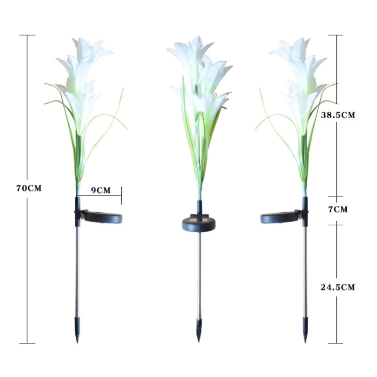 Simulated Lily Flower 4 Heads Solar Powered Outdoor IP55 Waterproof LED Decorative Lawn Lamp, White Light (Purple) - Solar Lights by buy2fix | Online Shopping UK | buy2fix