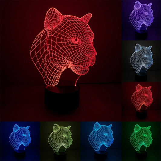 Leopard Style 3D Touch Switch Control LED Light , 7 Color Discoloration Creative Visual Stereo Lamp Desk Lamp Night Light - Novelty Lighting by buy2fix | Online Shopping UK | buy2fix