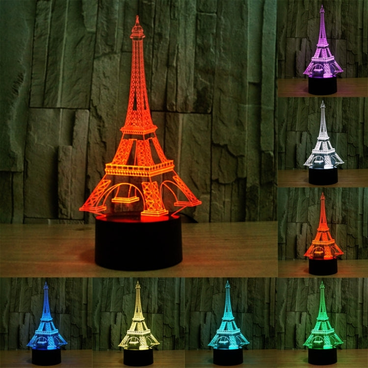 Eiffel Tower Style 3D Touch Switch Control LED Light , 7 Color Discoloration Creative Visual Stereo Lamp Desk Lamp Night Light - Novelty Lighting by buy2fix | Online Shopping UK | buy2fix