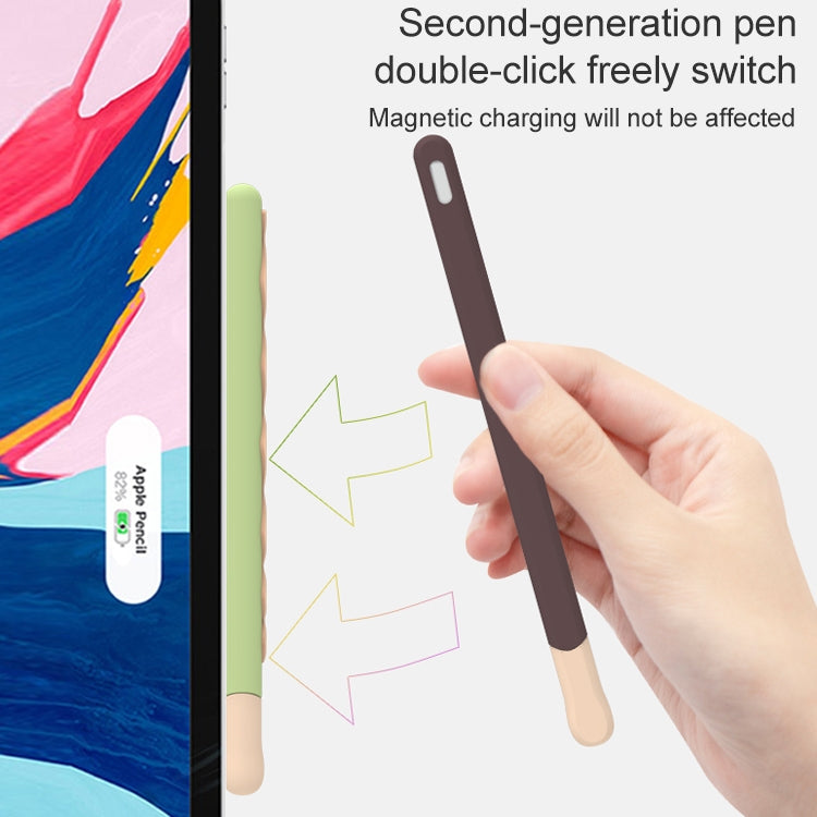 LOVE MEI For Apple Pencil 1 Stripe Design Stylus Pen Silicone Protective Case Cover(Green) - Pencil Accessories by LOVE MEI | Online Shopping UK | buy2fix