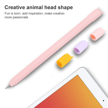 4 in 1 Stylus Pen Cartoon Animal Silicone Protective Case for Apple Pencil 1 (Pink) - Pencil Accessories by buy2fix | Online Shopping UK | buy2fix