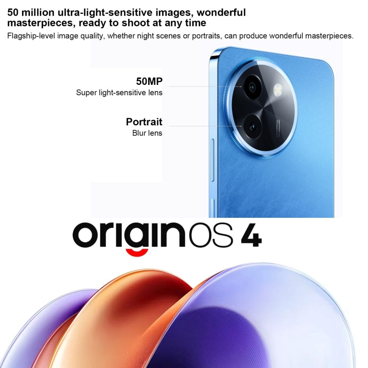 vivo Y200i, Dual Back Cameras, 8GB+256GB, Face ID Screen Fingerprint Identification, 6.72 inch Android 14.0 OriginOS 4 Snapdragon 4 Gen 2 Octa Core 2.2GHz, OTG, Network: 5G, Support Google Play (Blue) - vivo by vivo | Online Shopping UK | buy2fix