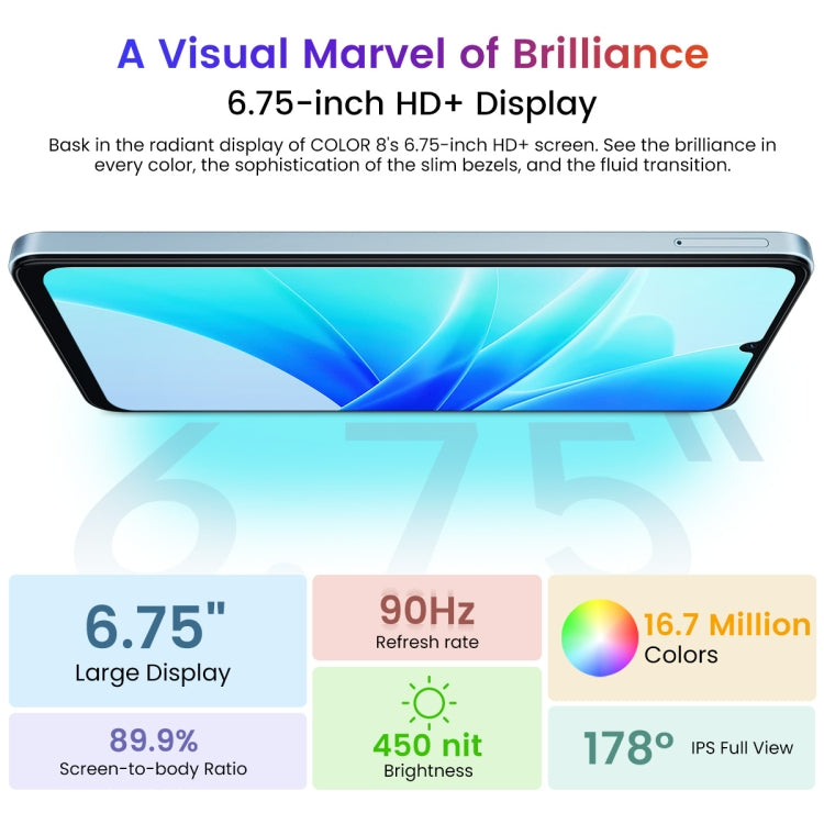 [HK Warehouse] Blackview Oscal MODERN 8, 8GB+256GB, Fingerprint Identification, 6.75 inch Android 13 Unisoc T616 Octa Core up to 2.2GHz, Network: 4G, OTG (Tarnish) - Blackview by Blackview | Online Shopping UK | buy2fix