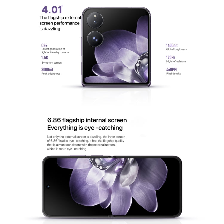 Xiaomi MIX Flip, 16GB+1TB, 6.86 inch + 4.01 inch Xiaomi HyperOS Snapdragon 8 Gen 3 Octa Core 4nm up to 3.3GHz, NFC, Network: 5G (Phantom Purple) - Xiaomi MI by Xiaomi | Online Shopping UK | buy2fix