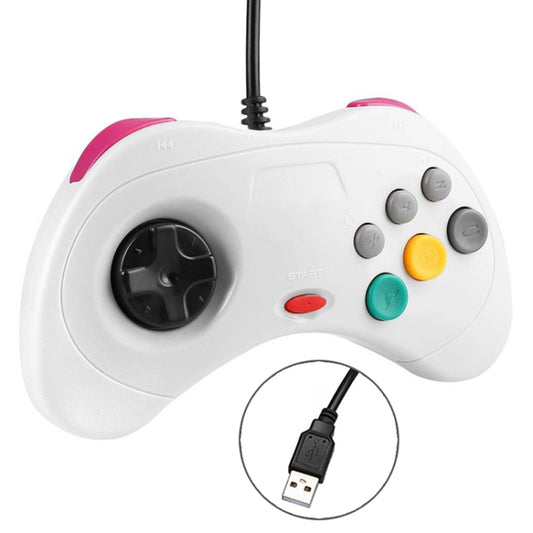 USB Computer Game Handle Controller for Sega Saturn(White) - Accessories by buy2fix | Online Shopping UK | buy2fix