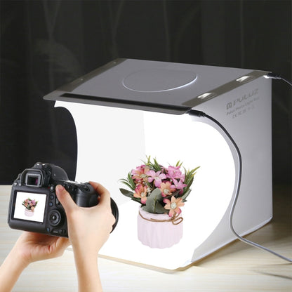 PULUZ 20cm Include 2 LED Panels Folding Portable 1100LM Light Photo Lighting Studio Shooting Tent Box Kit with 6 Colors Backdrops (Black, White, Yellow, Red, Green, Blue), Unfold Size: 24cm x 23cm x 23cm -  by PULUZ | Online Shopping UK | buy2fix