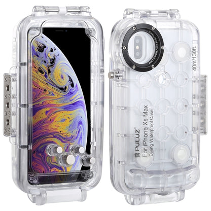 For iPhone XS Max PULUZ 40m/130ft Waterproof Diving Case, Photo Video Taking Underwater Housing Cover(Transparent) - More iPhone Cases by PULUZ | Online Shopping UK | buy2fix