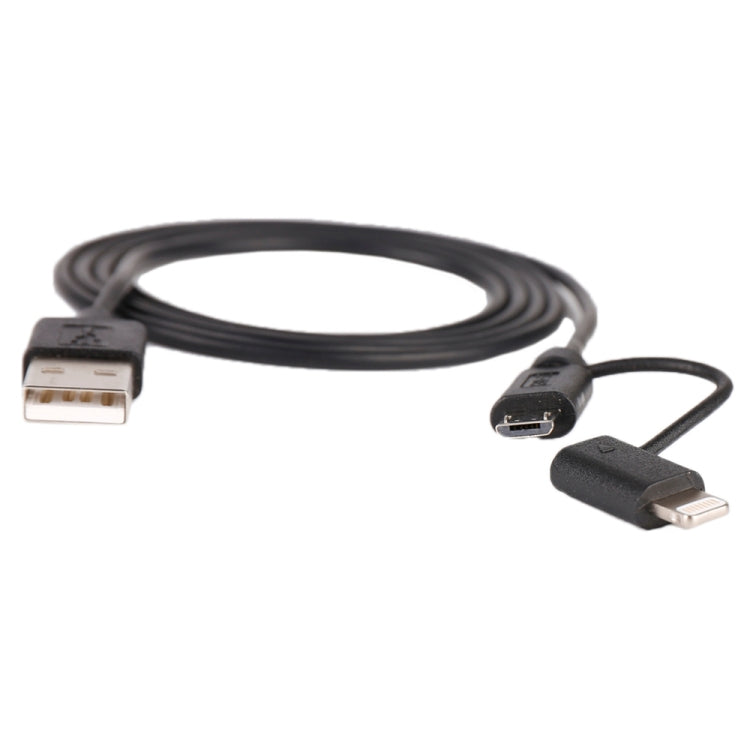 1m MFI 2 in 1 8 pin + Micro USB 2.0 Male to USB Data Sync Charging Cable(Black) - MFI Cable by buy2fix | Online Shopping UK | buy2fix
