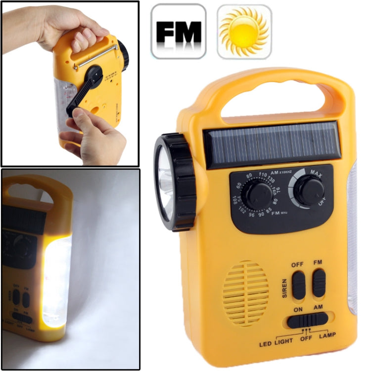 Solar Power Dynamo Hand Cranked Lantern Rescue Light , Multi-function Outdoor Emergency 5 LED Flashlight with AM / FM Radio - Solar Lights by buy2fix | Online Shopping UK | buy2fix