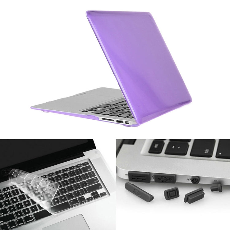 ENKAY for Macbook Air 13.3 inch (US Version) / A1369 / A1466 Hat-Prince 3 in 1 Crystal Hard Shell Plastic Protective Case with Keyboard Guard & Port Dust Plug(Purple) - MacBook Air Cases by ENKAY | Online Shopping UK | buy2fix