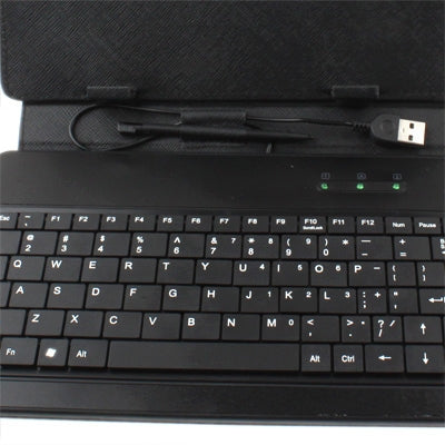 7 inch Universal Tablet PC Leather Tablet Case with USB Plastic Keyboard(Black) - Universal Keyboard by buy2fix | Online Shopping UK | buy2fix