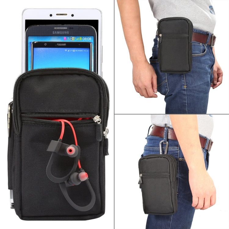 7 inch and Below Universal Polyester Men Vertical Style Case Waist Bag with Belt Hole & Climbing Buckle, For iPhone, Samsung, Sony, Huawei, Meizu, Lenovo, ASUS, Oneplus, Xiaomi, Cubot, Ulefone, Letv, DOOGEE, Vkworld, and other (Black) - More iPhone Cases by buy2fix | Online Shopping UK | buy2fix