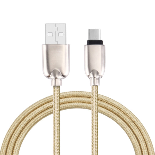 1M Woven Style Metal Head 108 Copper Cores USB-C / Type-C to USB Data Sync Charging Cable (Gold) - USB-C & Type-C Cable by buy2fix | Online Shopping UK | buy2fix