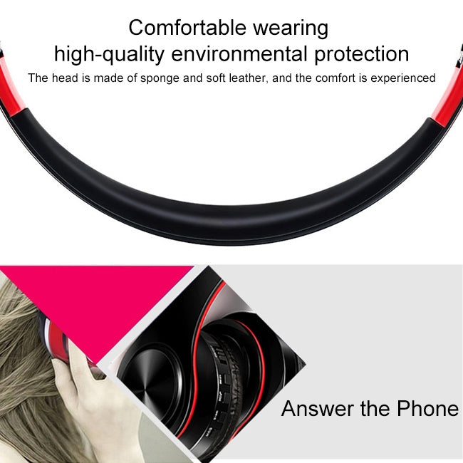 LPT660 Wireless Folding Sports Stereo Music Bluetooth Phones Earphones Support TF Card (Rose Red) - Headset & Headphone by buy2fix | Online Shopping UK | buy2fix