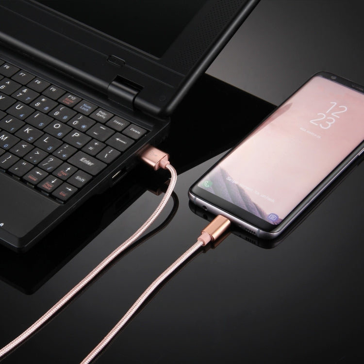 Knit Texture USB to USB-C / Type-C Data Sync Charging Cable, Cable Length: 2m, 3A Output(Rose Gold) - USB-C & Type-C Cable by buy2fix | Online Shopping UK | buy2fix