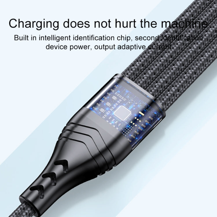 4 in 1 66W 6A USB to 8 Pin + Micro USB + Dual USB-C / Type-C Fast Charging Data Cable, Cable Length: 2m(Black) - Multifunction Cable by buy2fix | Online Shopping UK | buy2fix