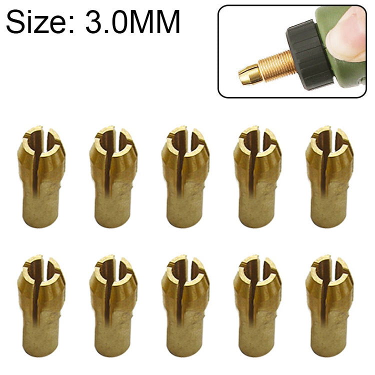 10 PCS Three-claw Copper Clamp Nut for Electric Mill Fittings，Bore diameter: 3.0mm - Hex Key & Spanner by buy2fix | Online Shopping UK | buy2fix