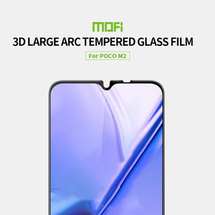 For Xiaomi Poco M2 MOFI 9H 3D Explosion-proof Curved Screen Tempered Glass Film(Black) -  by MOFI | Online Shopping UK | buy2fix