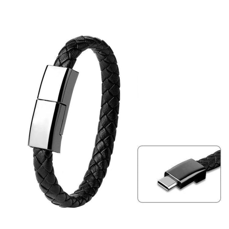 XJ-27 3A USB to USB-C / Type-C Creative Bracelet Data Cable, Cable Length: 22.5cm(Black) - Multifunctional Cable by buy2fix | Online Shopping UK | buy2fix