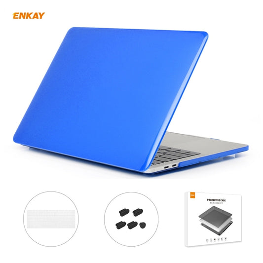 ENKAY 3 in 1 Crystal Laptop Protective Case + US Version TPU Keyboard Film + Anti-dust Plugs Set for MacBook Pro 13.3 inch A1706 / A1989 / A2159 (with Touch Bar)(Dark Blue) - MacBook Pro Cases by ENKAY | Online Shopping UK | buy2fix