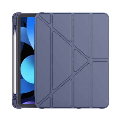 For iPad Air 11 2024 / Air 2022 10.9 Multi-folding Matte Surface Leather Tablet Case with Pen Slot(Dark Blue) - iPad Air (2022) / (2020) 10.9 Cases by buy2fix | Online Shopping UK | buy2fix