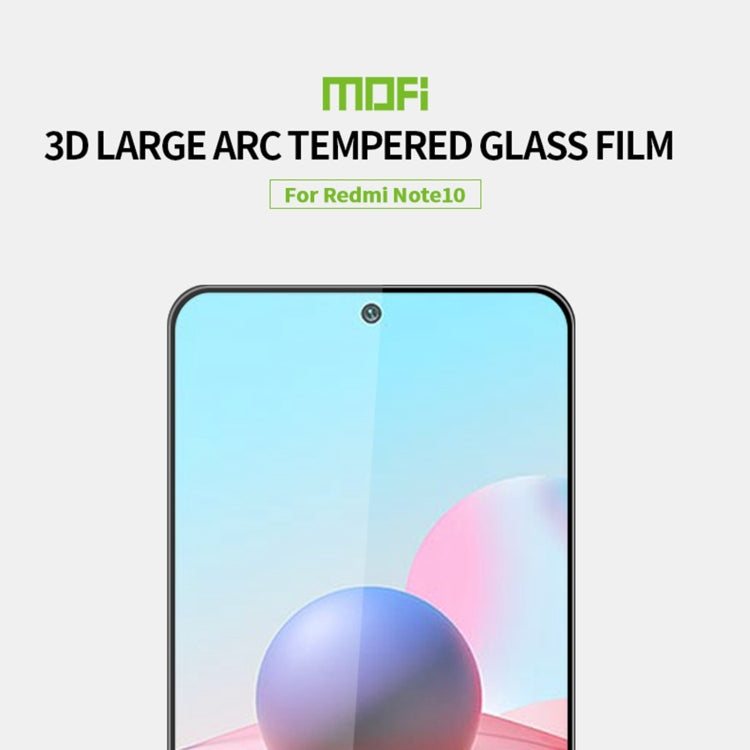 For Xiaomi Redmi Note10 MOFI 9H 3D Explosion-proof Curved Screen Tempered Glass Film(Black) -  by MOFI | Online Shopping UK | buy2fix