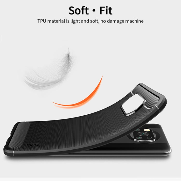 For Xiaomi POCO X3 / X3 NFC MOFI Gentleness Series Brushed Texture Carbon Fiber Soft TPU Case(Grey) - Xiaomi Cases by MOFI | Online Shopping UK | buy2fix