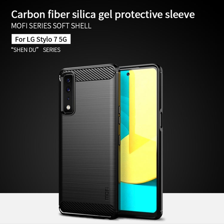 For LG Stylo 7 5G MOFI Gentleness Series Brushed Texture Carbon Fiber Soft TPU Case(Blue) - LG by MOFI | Online Shopping UK | buy2fix