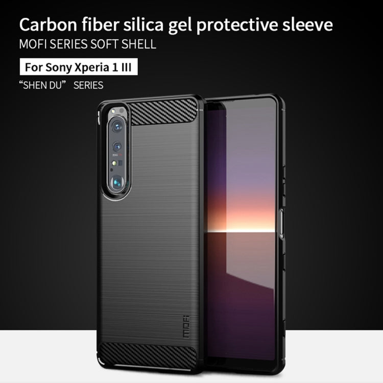 For Sony Xperia 1 lll MOFI Gentleness Series Brushed Texture Carbon Fiber Soft TPU Case(Gray) - Sony Cases by MOFI | Online Shopping UK | buy2fix