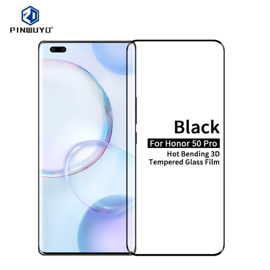 For Honor 50 Pro PINWUYO 9H 3D Hot Bending Tempered Glass Film(Black) - Honor Tempered Glass by PINWUYO | Online Shopping UK | buy2fix