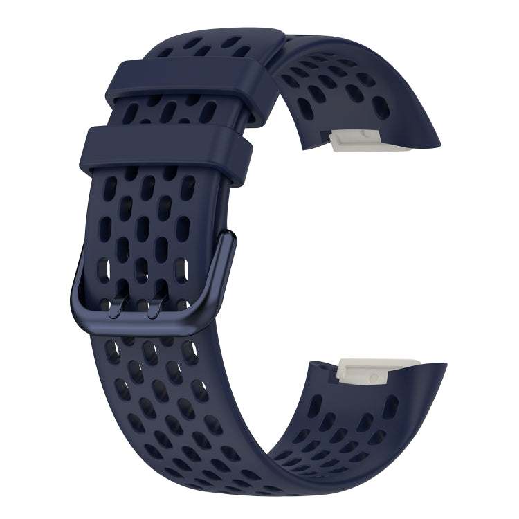 For Fitbit Charge 5 Monochromatic Breathable Silicone Watch Band(Navy Blue) - Watch Bands by buy2fix | Online Shopping UK | buy2fix