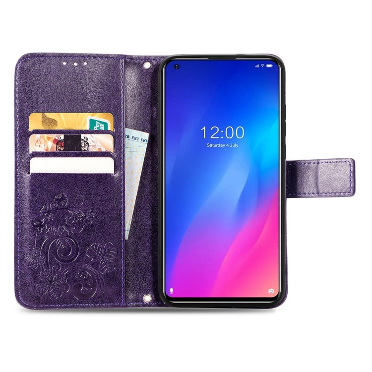 For Doogee N30 Four-leaf Clasp Embossed Buckle Mobile Phone Protection Leather Case(Purple) - More Brand by buy2fix | Online Shopping UK | buy2fix