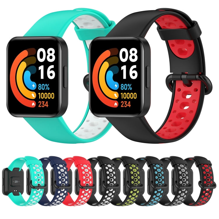 For Xiaomi Redmi Watch 2 Lite Two-Color Mixed Silicone Watch Band(Black+Red) - Watch Bands by buy2fix | Online Shopping UK | buy2fix