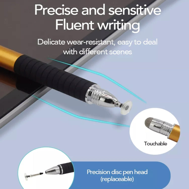 AT-31 Conductive Cloth Head + Precision Sucker Capacitive Pen Head 2-in-1 Handwriting Stylus with 2 Pen Head(Golden) - Stylus Pen by buy2fix | Online Shopping UK | buy2fix