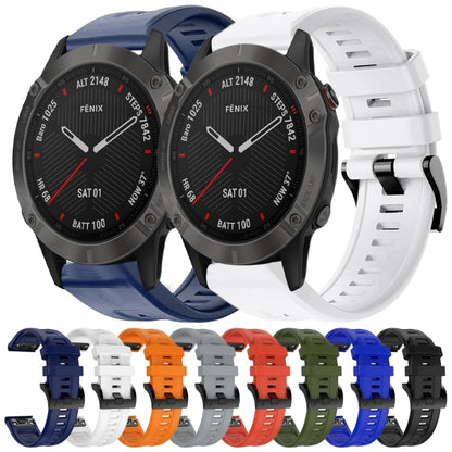 For Garmin Fenix 6 Sapphire GPS Metal Buckle Solid Color Silicone Watch Band(White) - Watch Bands by buy2fix | Online Shopping UK | buy2fix