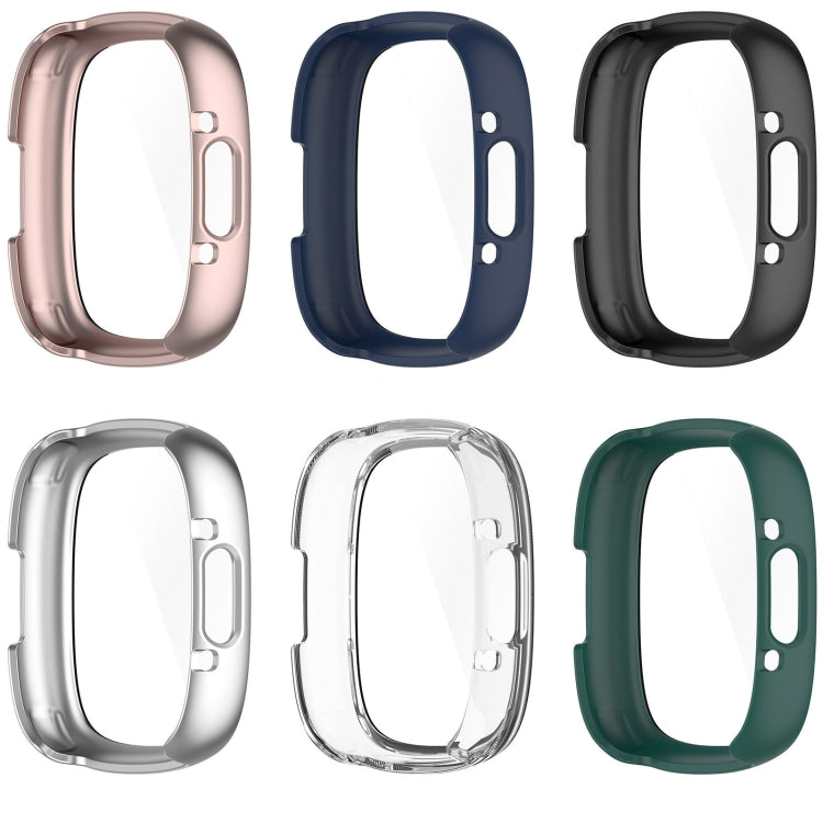 For Fitbit Versa 4 PC+ Toughened Film Integrated Protective Case(Sliver) - Watch Cases by buy2fix | Online Shopping UK | buy2fix