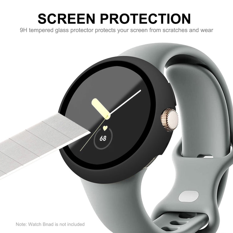 For Google Pixel Watch ENKAY Hat-Prince Full Coverage PC Frame + 9H Tempered Glass Case(Silver) - Watch Cases by buy2fix | Online Shopping UK | buy2fix