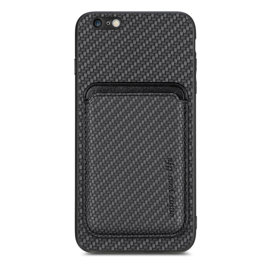 For iPhone 6 Plus / 6S Plus Carbon Fiber Leather Card Magsafe Magnetic Phone Case(Black) - More iPhone Cases by buy2fix | Online Shopping UK | buy2fix