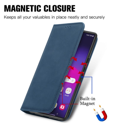 For Samsung Galaxy S25 Ultra 5G Retro Skin Feel Magnetic Leather Phone Case(Blue) - Galaxy S25 Ultra 5G Cases by buy2fix | Online Shopping UK | buy2fix