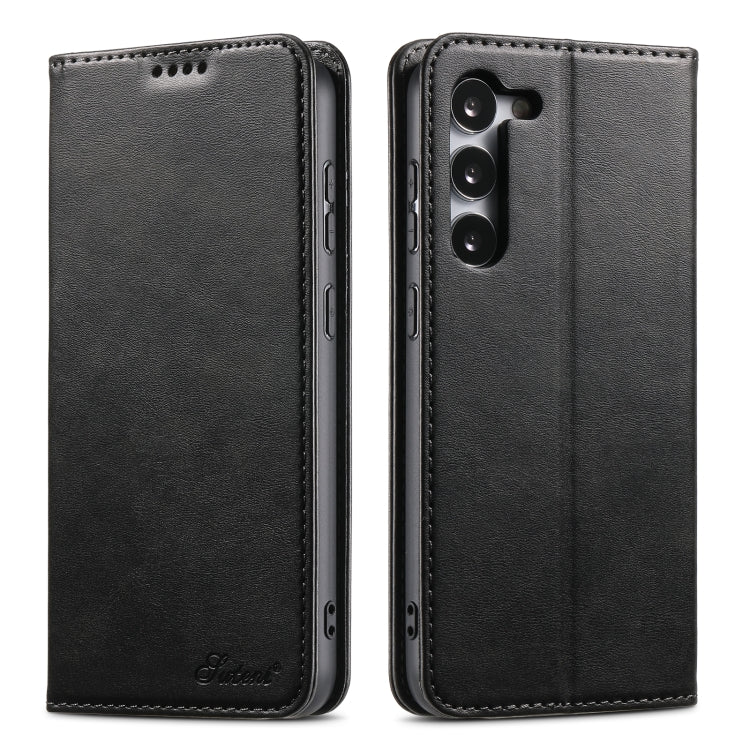 For Samsung Galaxy S24 5G Suteni Calf Texture Horizontal Flip Leather Phone Case(Black) - Galaxy S24 5G Cases by Suteni | Online Shopping UK | buy2fix