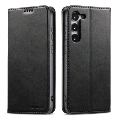 For Samsung Galaxy S24+ 5G Suteni Calf Texture Horizontal Flip Leather Phone Case(Black) - Galaxy S24+ 5G Cases by Suteni | Online Shopping UK | buy2fix