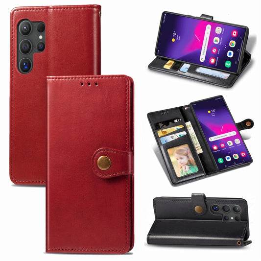 For Samsung Galaxy S25+ 5G Retro Solid Color Buckle Leather Phone Case(Red) - Galaxy S25+ 5G Cases by buy2fix | Online Shopping UK | buy2fix