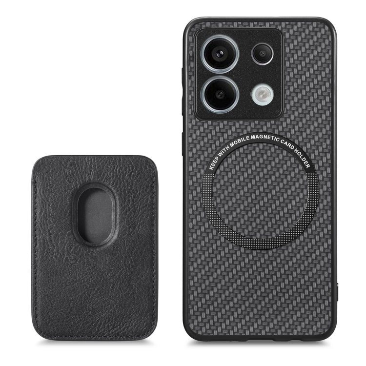 For Xiaomi Redmi Note 13 4G Carbon Fiber Leather Card Magnetic Phone Case(Black) - Note 13 Cases by buy2fix | Online Shopping UK | buy2fix